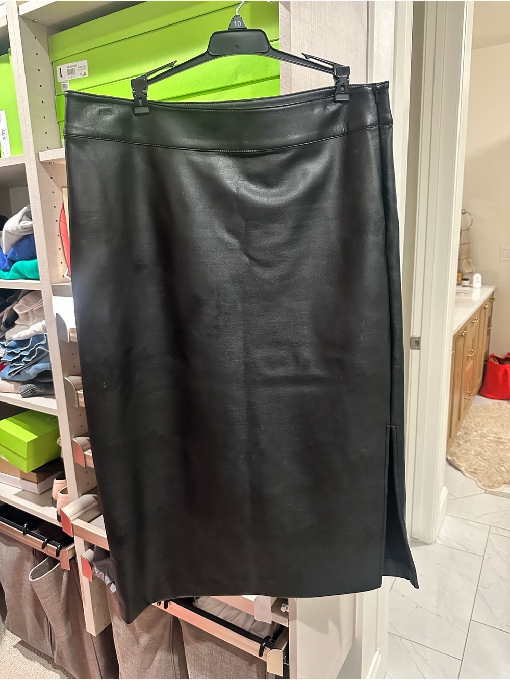 Halogen Black Faux Leather Midi Skirt